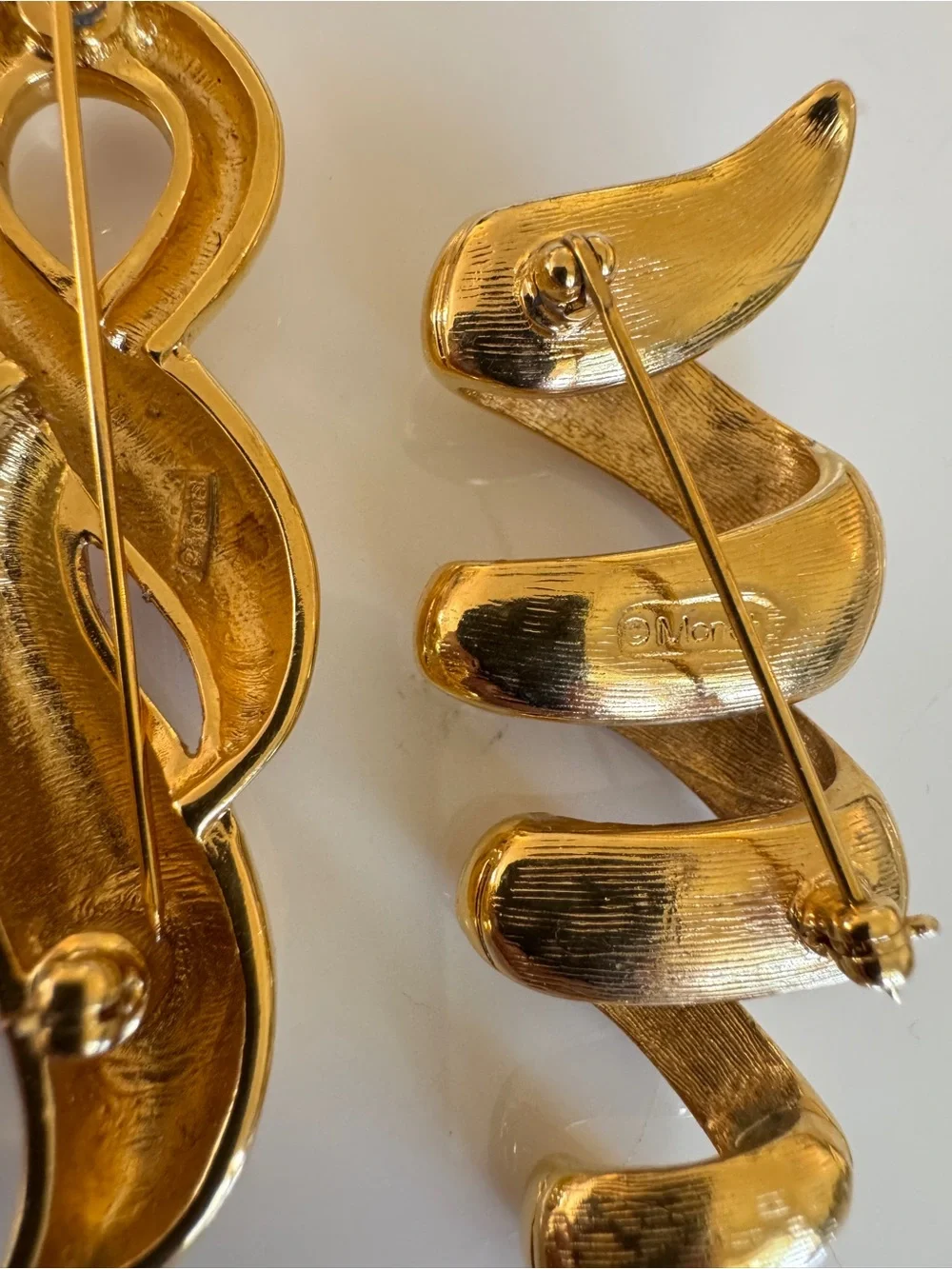Monet Gold-Tone Spiral Brooch Trio - Sculptural Swirl Designs
